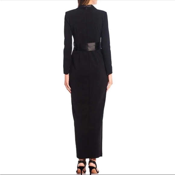 NEW Eliza J Long Sleeve Black Satin Collar Tuxedo Gown Dress Size 6 - Picture 3 of 8